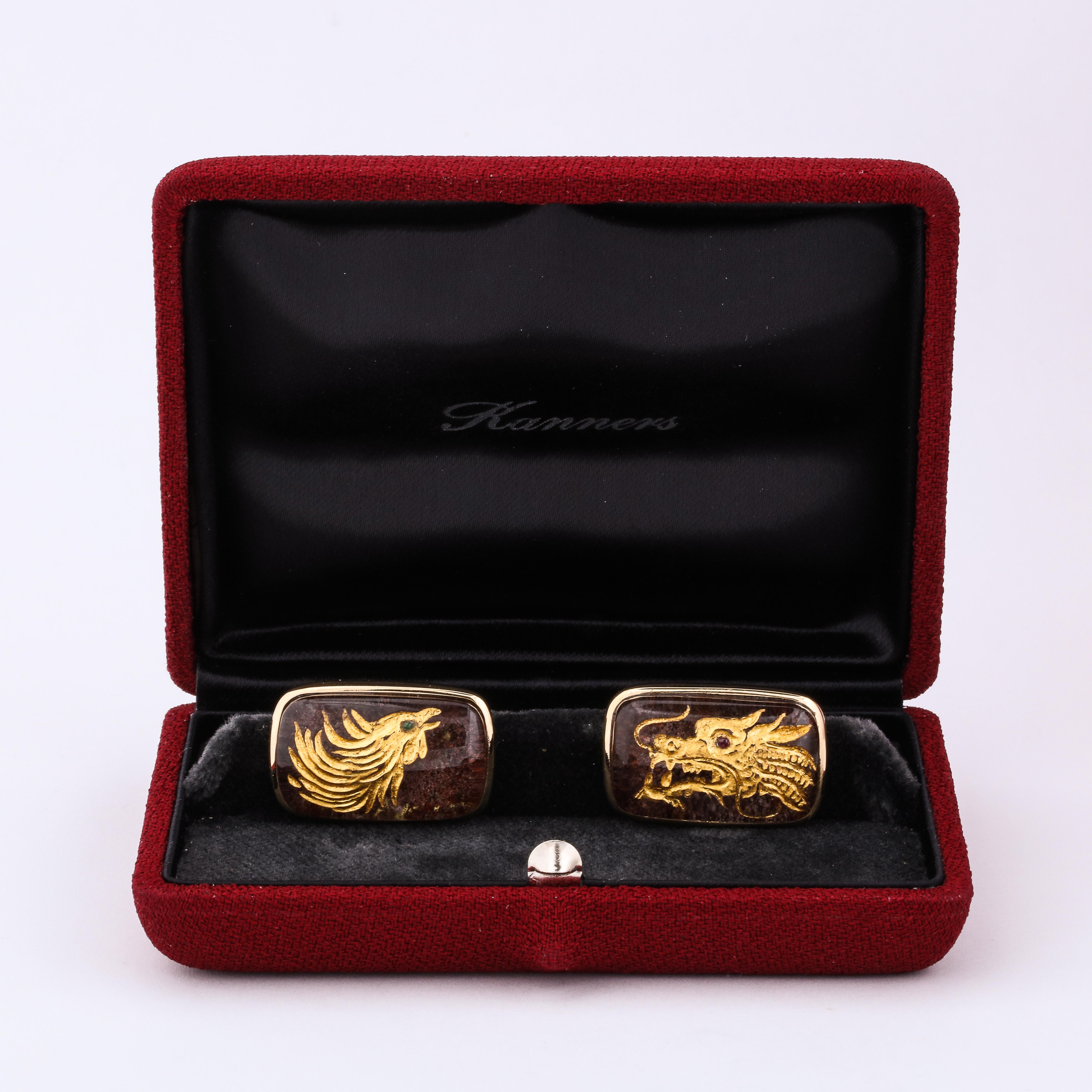 Michael Kanners One of a Kind Dragon and Phoenix Cufflinks 4