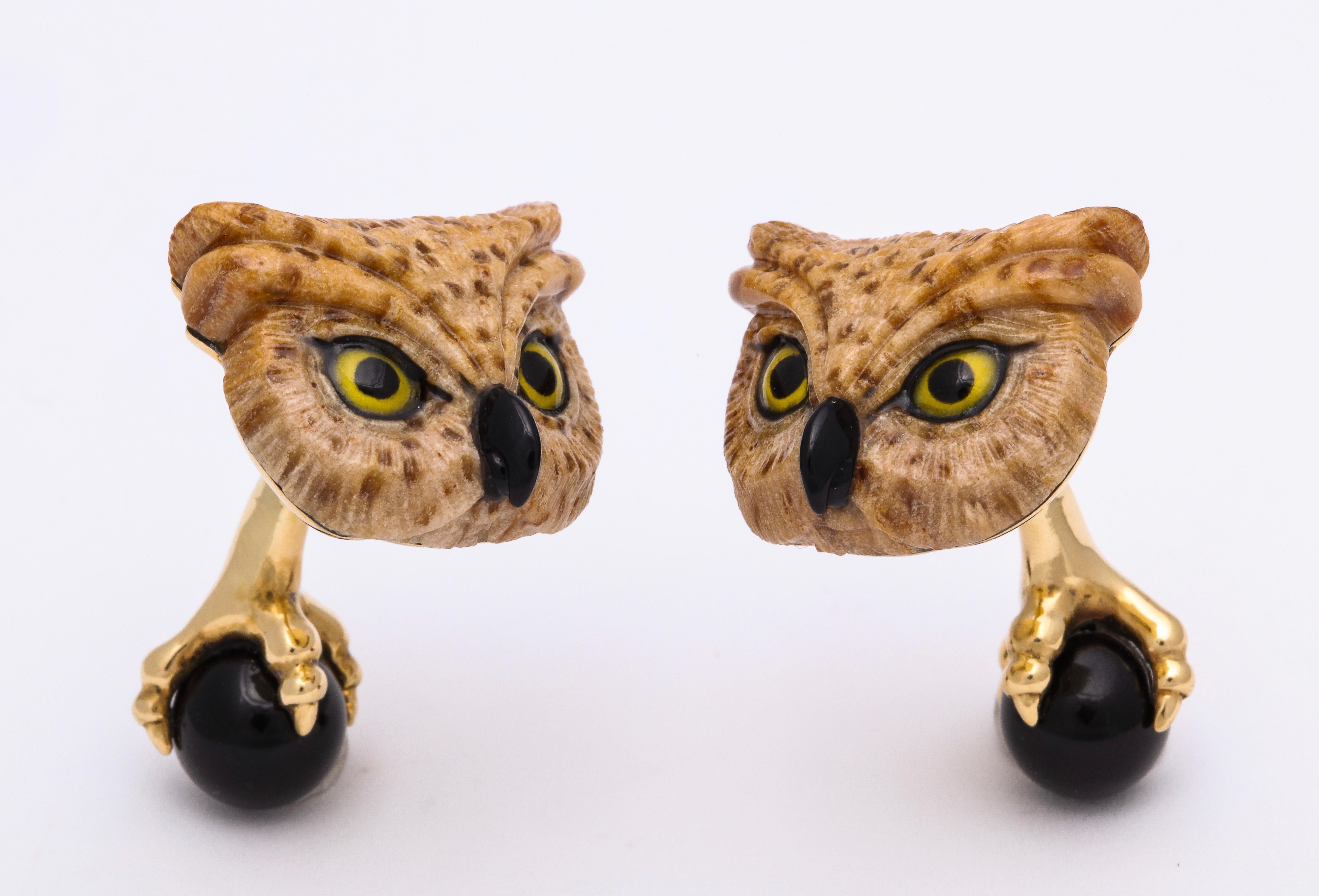 Michael Kanners One of a Kind Owl Cufflinks In New Condition For Sale In Bal Harbour, FL