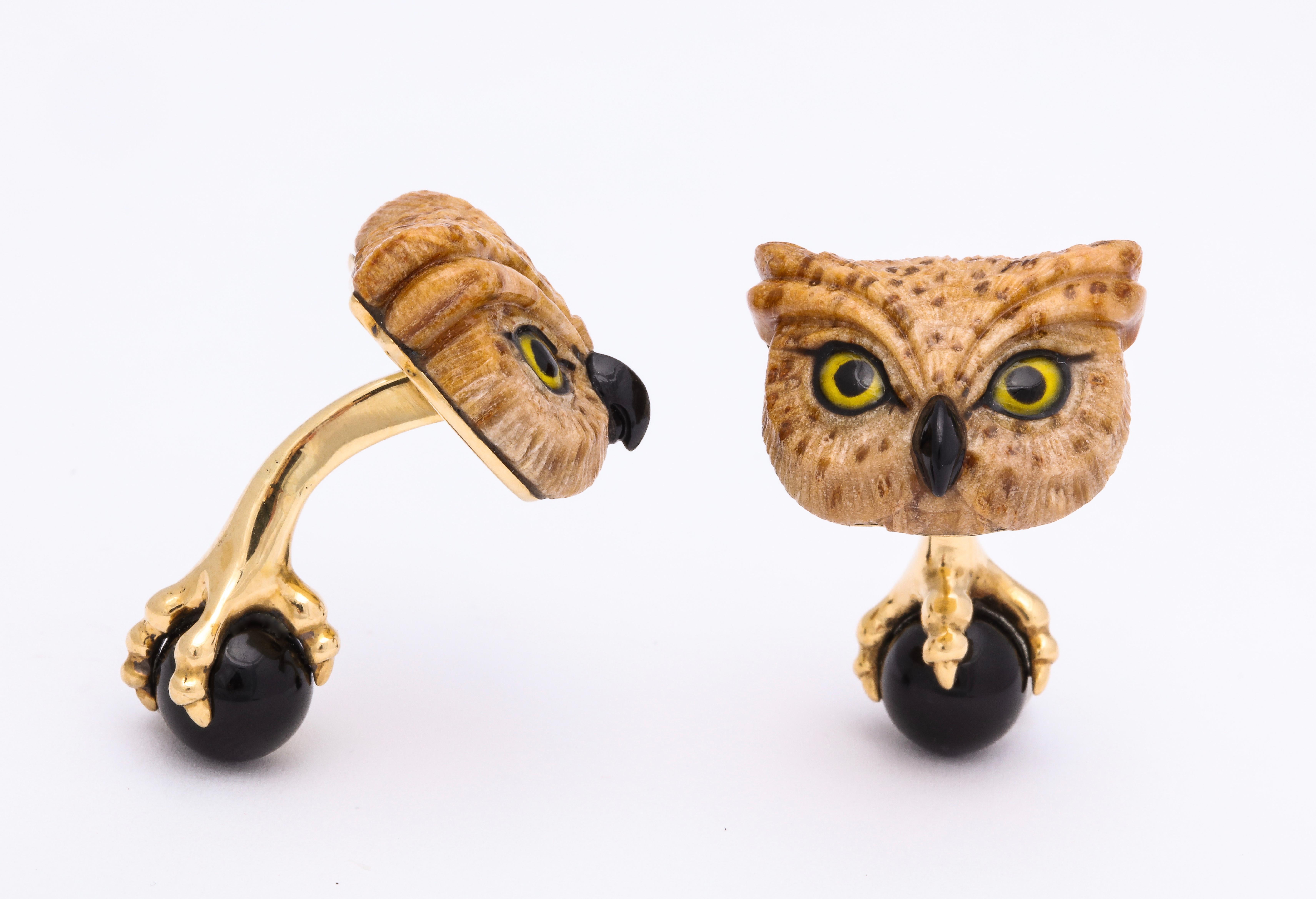Women's or Men's Michael Kanners One of a Kind Owl Cufflinks For Sale