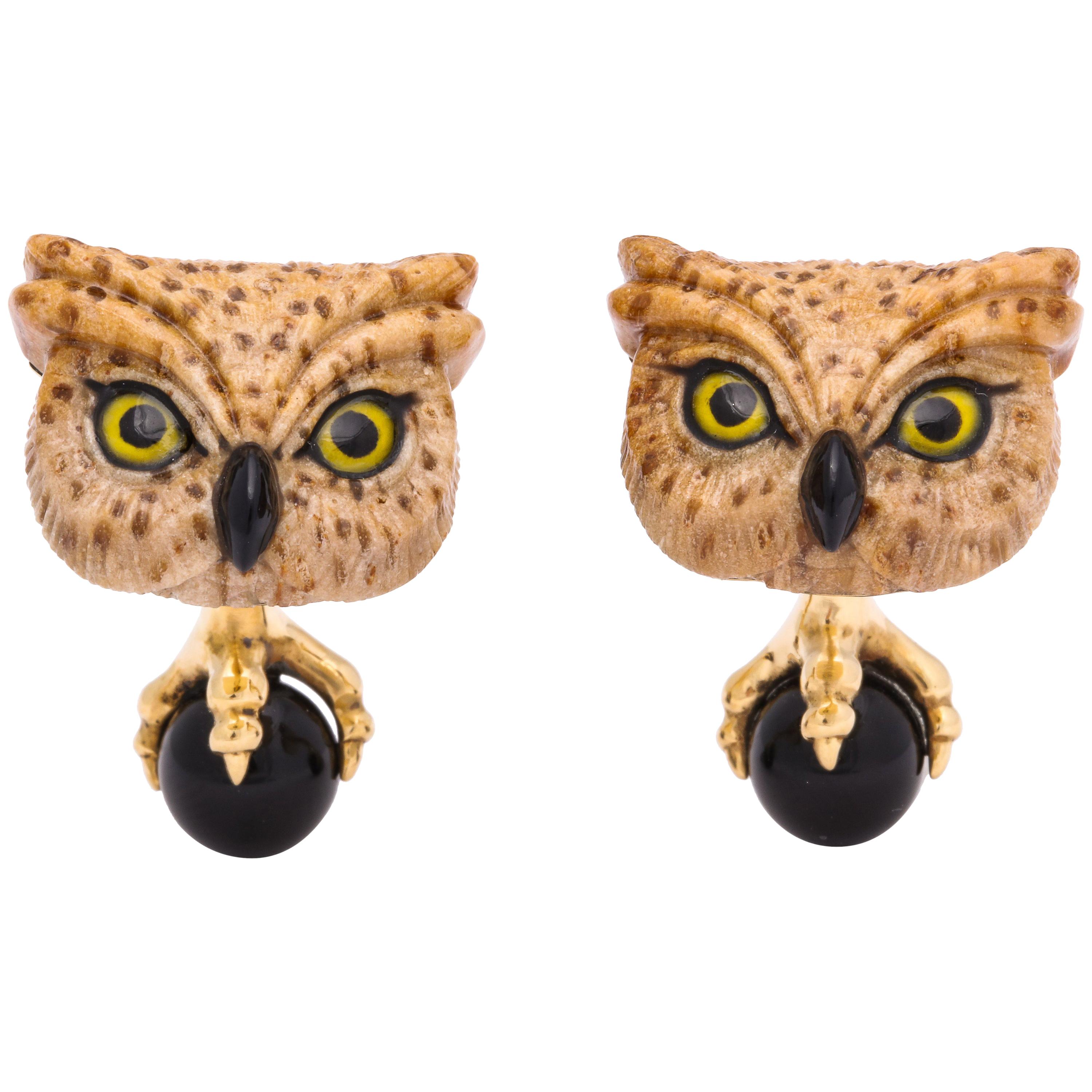 Michael Kanners One of a Kind Owl Cufflinks