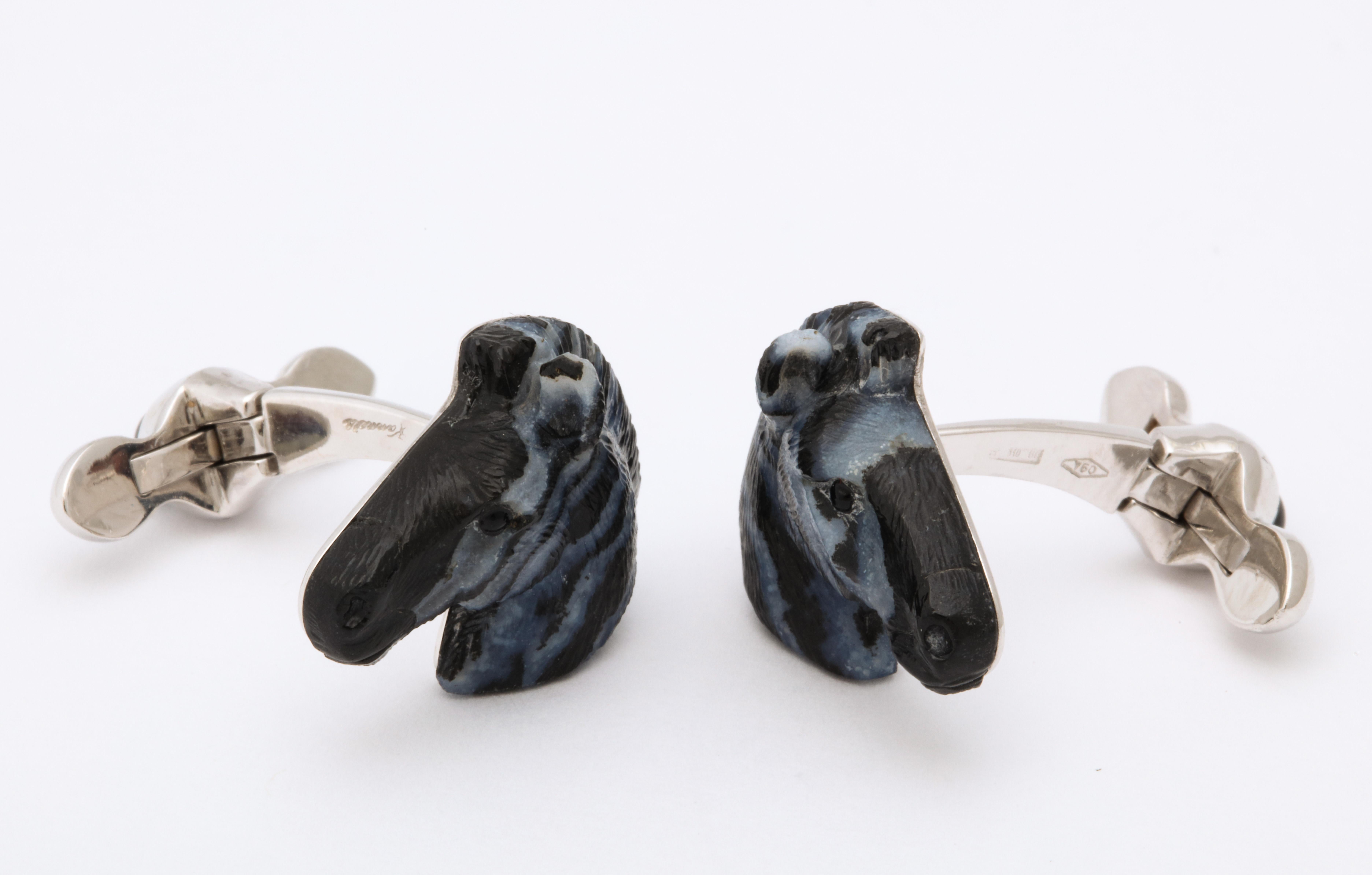 Michael Kanners One of a Kind Zebra Cufflinks In New Condition In Bal Harbour, FL