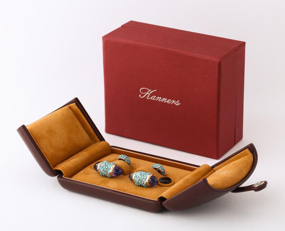 Michael Kanners Paraiba Tourmaline Tanzanite Rose Gold Cufflinks 5