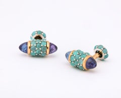 Michael Kanners Paraiba Tourmaline Tanzanite Rose Gold Cufflinks