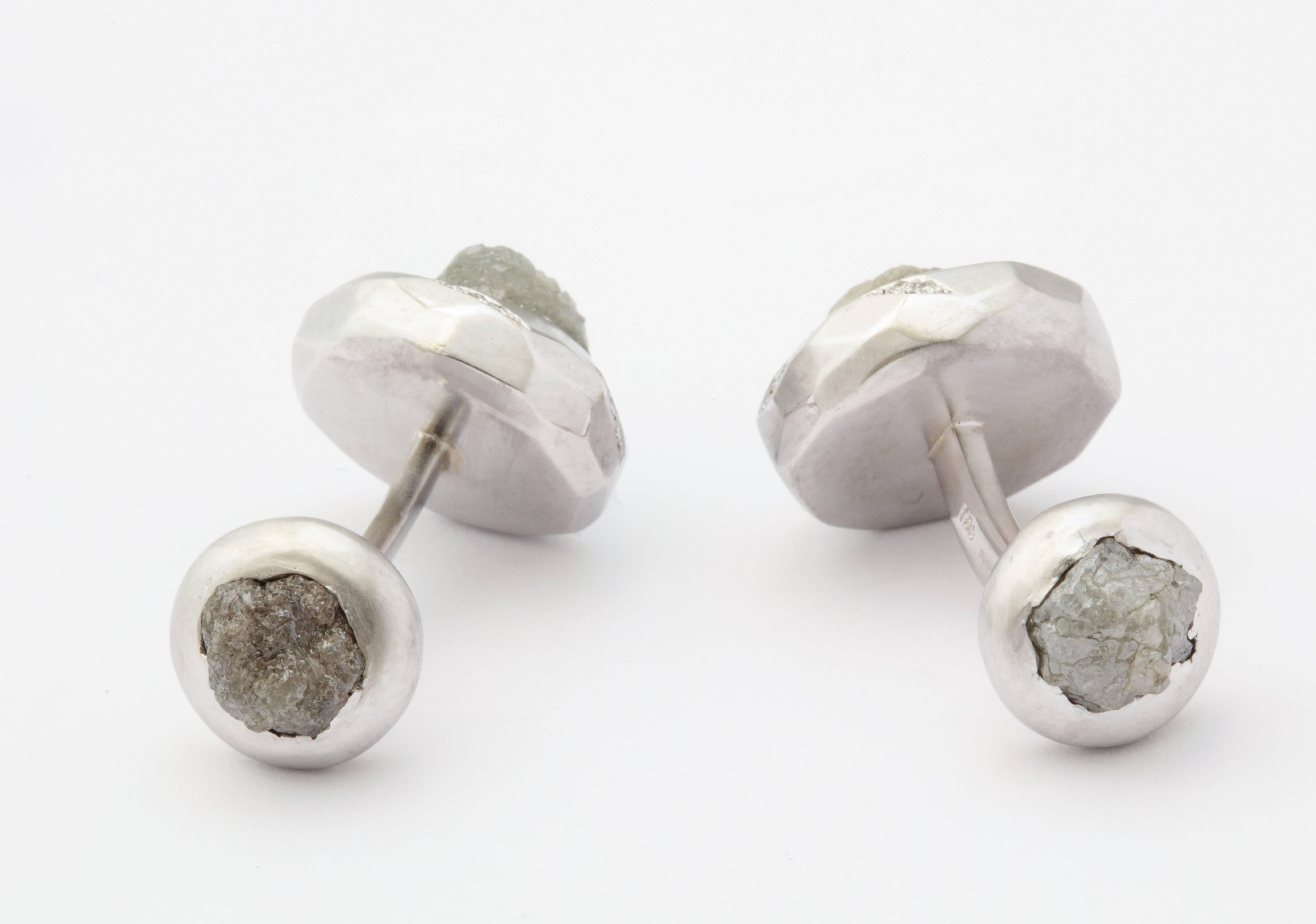 Michael Kanners Rough Diamond Cufflinks In New Condition For Sale In Bal Harbour, FL