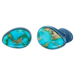 Michael Kanners Sonoran Gold Turquoise and Titanium Cufflinks