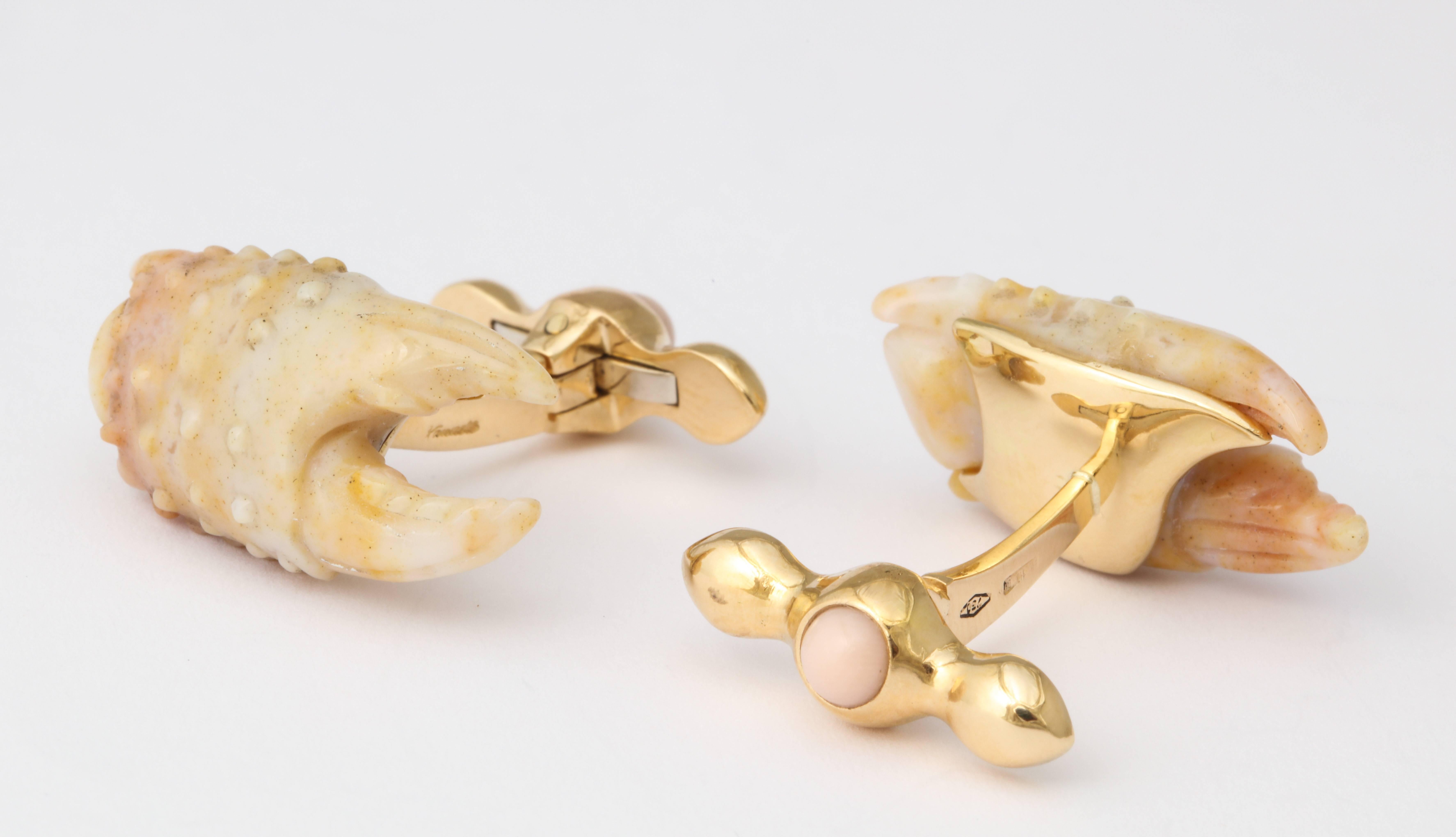 Contemporary Michael Kanners Stone Crab Claw Cufflinks
