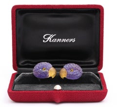 Michael Kanners Tanzanite and Tourmaline Parrot Cufflinks