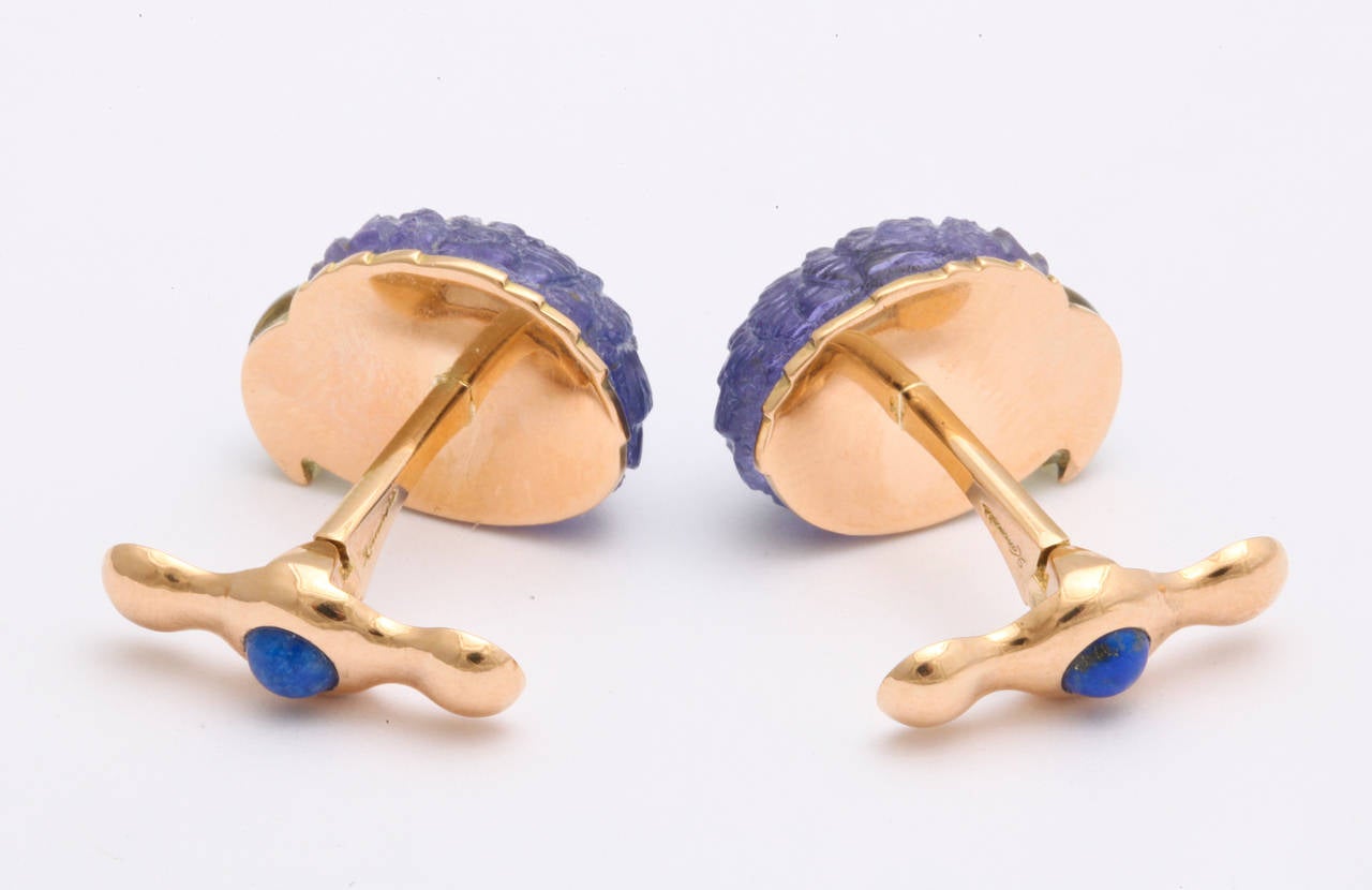 Women's or Men's Michael Kanners Tanzanite and Tourmaline Parrot Cufflinks