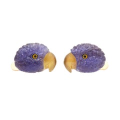 Michael Kanners Tanzanite and Tourmaline Parrot Cufflinks