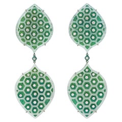 Michael Titanium Jade and Diamond Drop Earrings