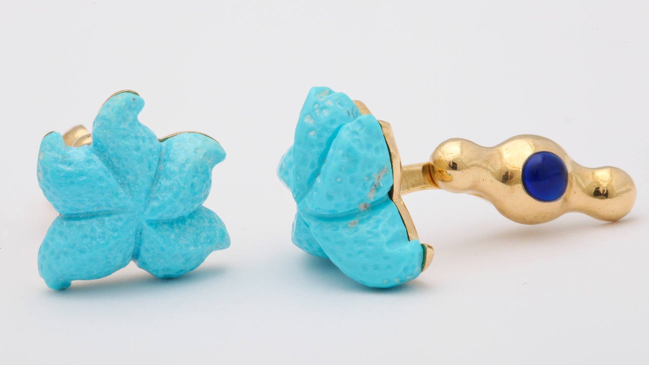 Women's or Men's Michael Kanners Turquoise Starfish Cufflinks