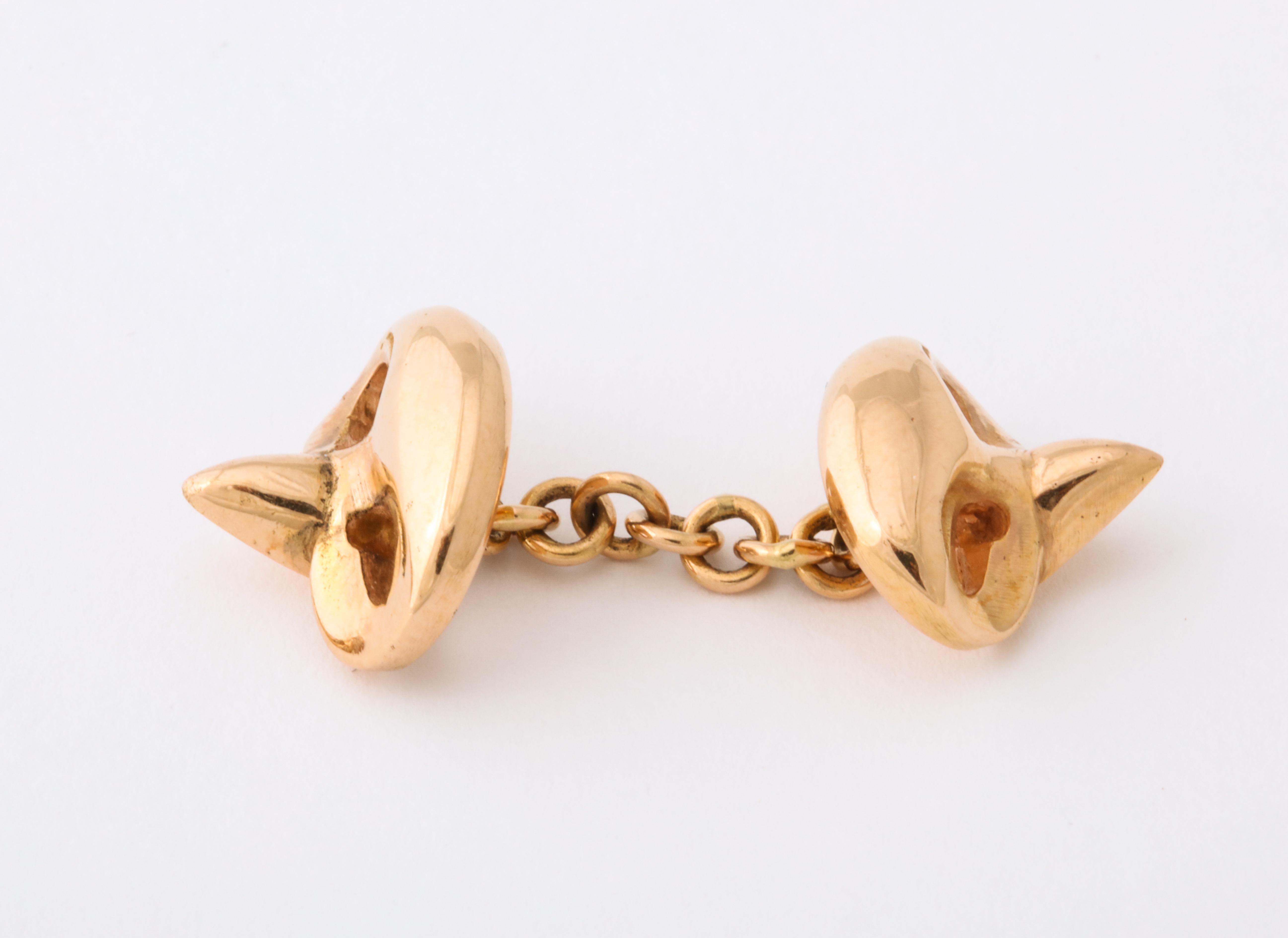 Michael Kanners Yellow Gold Mask Cufflinks For Sale 4