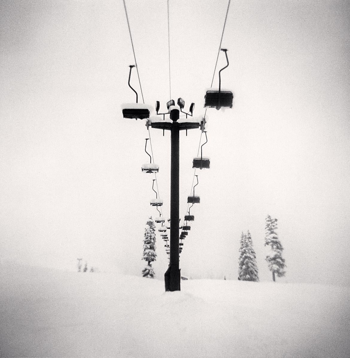 Michael Kenna Black and White Photograph – Stuhllift, Snowqualmie, Washington, USA