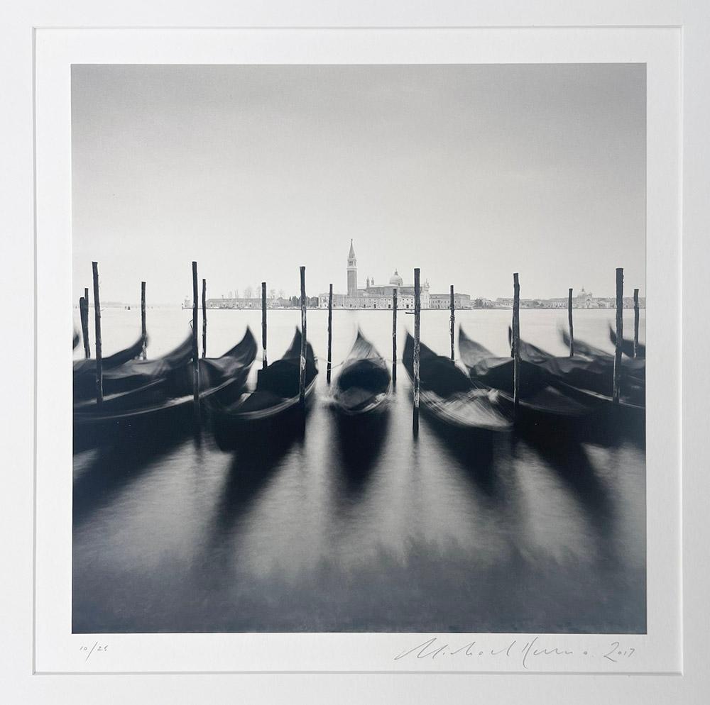 December Gondolas, Venice, Italy - Boats, Architecture, Water, Europe, City - Photograph by Michael Kenna