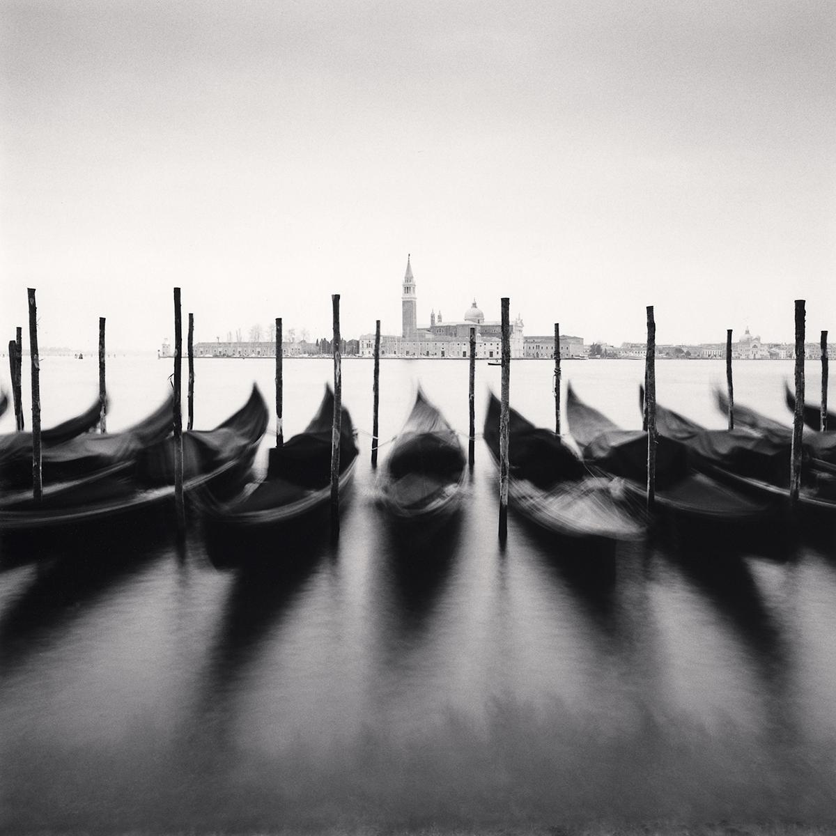 Michael Kenna Landscape Photograph - December Gondolas, Venice, Italy - Boats, Architecture, Water, Europe, City