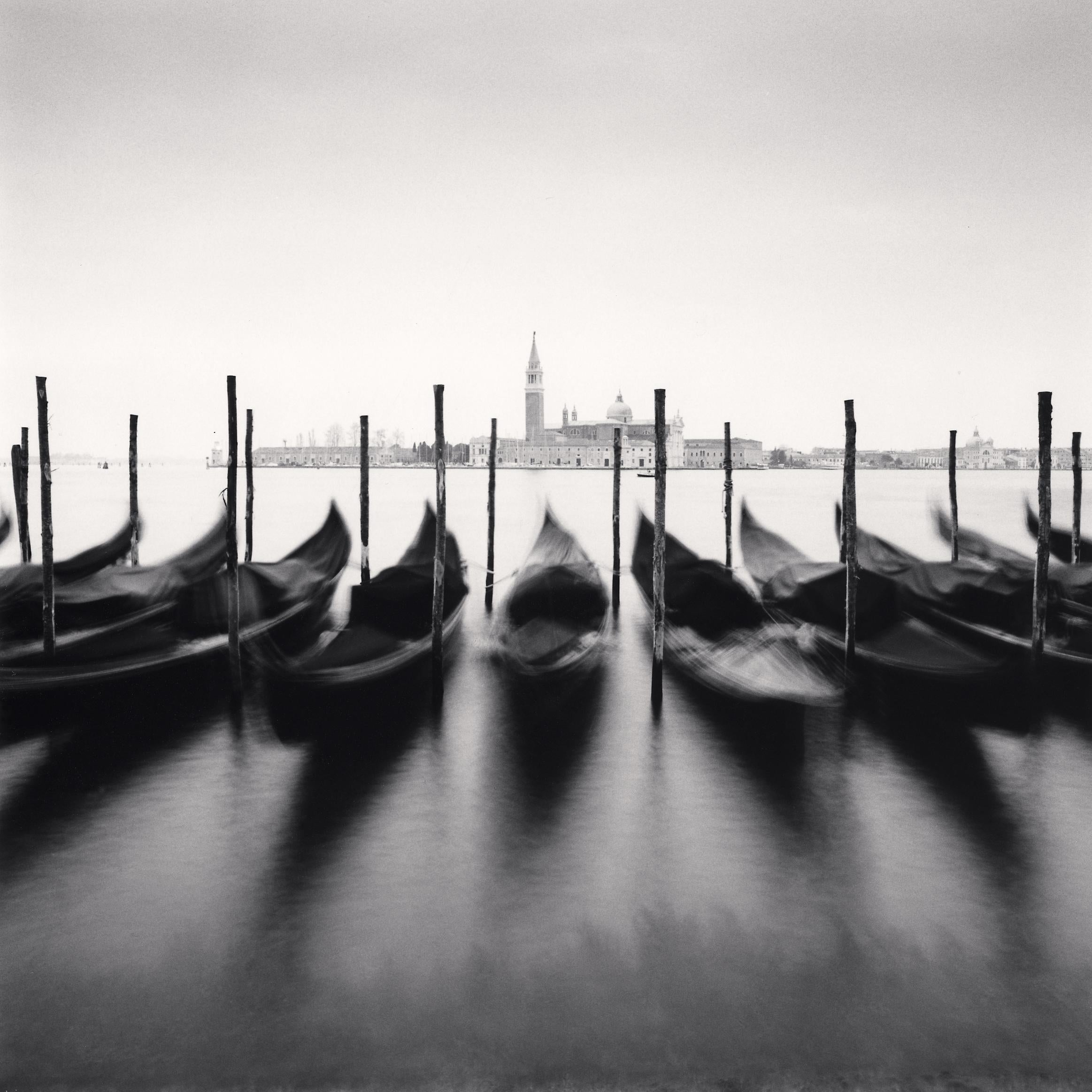 Michael Kenna Black and White Photograph - December Gondolas, Venice, Italy