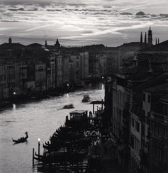 Dusk Gondolier and Grand Canal, Venice, Italy