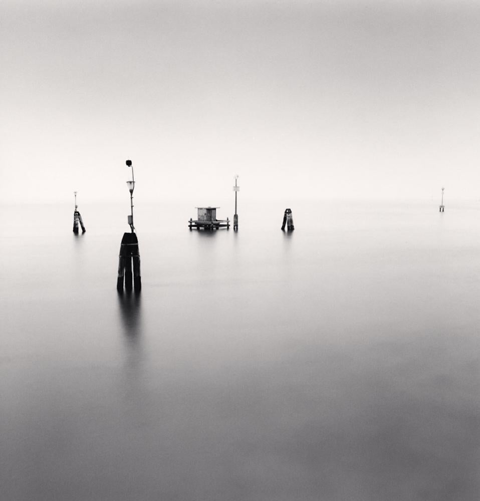 Michael Kenna Black and White Photograph - Navigation Markers, Study 2, Venice, Italy