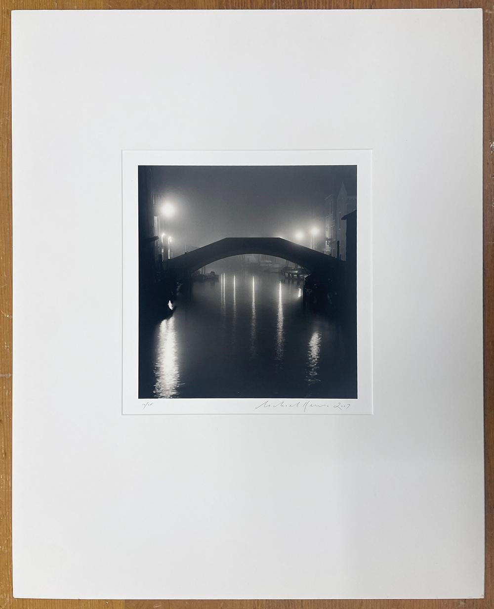 Ponte Fondamenta Bonini, Venice, Italy - River, Bridge, Canal, Night, Reflection - Photograph by Michael Kenna