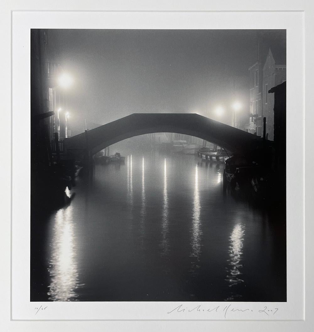 Ponte Fondamenta Bonini, Venice, Italy - River, Bridge, Canal, Night, Reflection - Contemporary Photograph by Michael Kenna