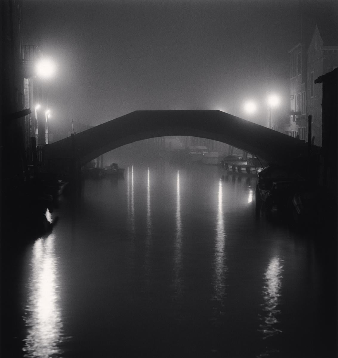 Michael Kenna Landscape Photograph - Ponte Fondamenta Bonini, Venice, Italy - River, Bridge, Canal, Night, Reflection
