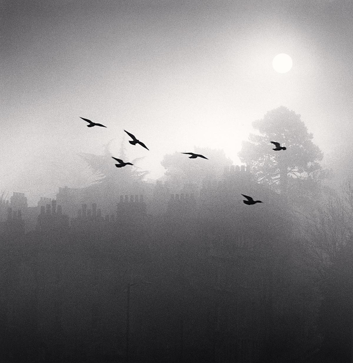 Michael Kenna Black and White Photograph - Six Flying Birds, Bath, Avon, England, 