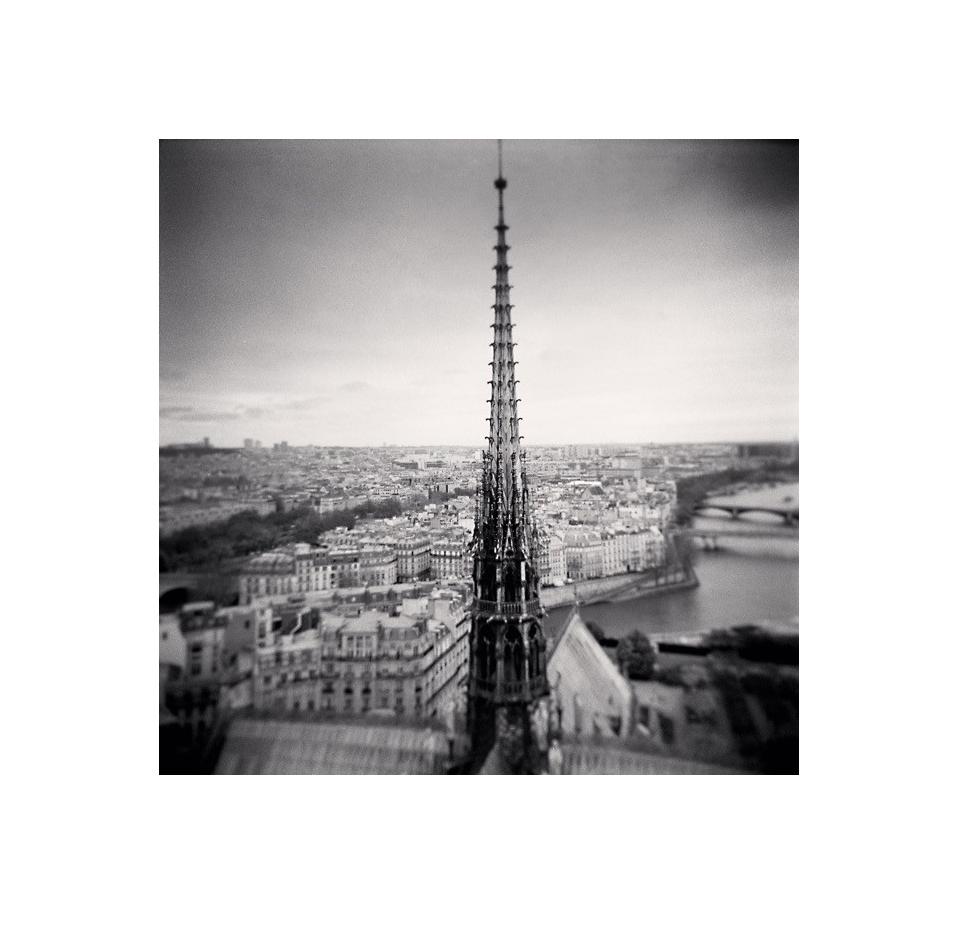 Michael Kenna Black and White Photograph - Spire, Notre Dame, Paris, France