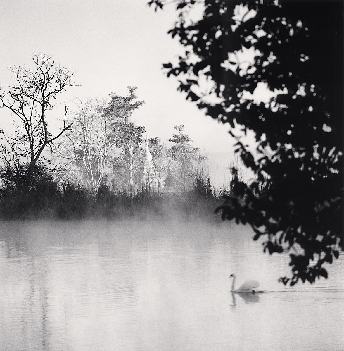 Michael Kenna Black and White Photograph - Swan on Lake, Pyin U Lwin, Myanmar