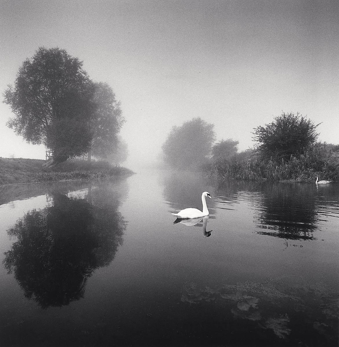 Michael Kenna Black and White Photograph - Two Swans, Wolverton, Buckinghamshire, England