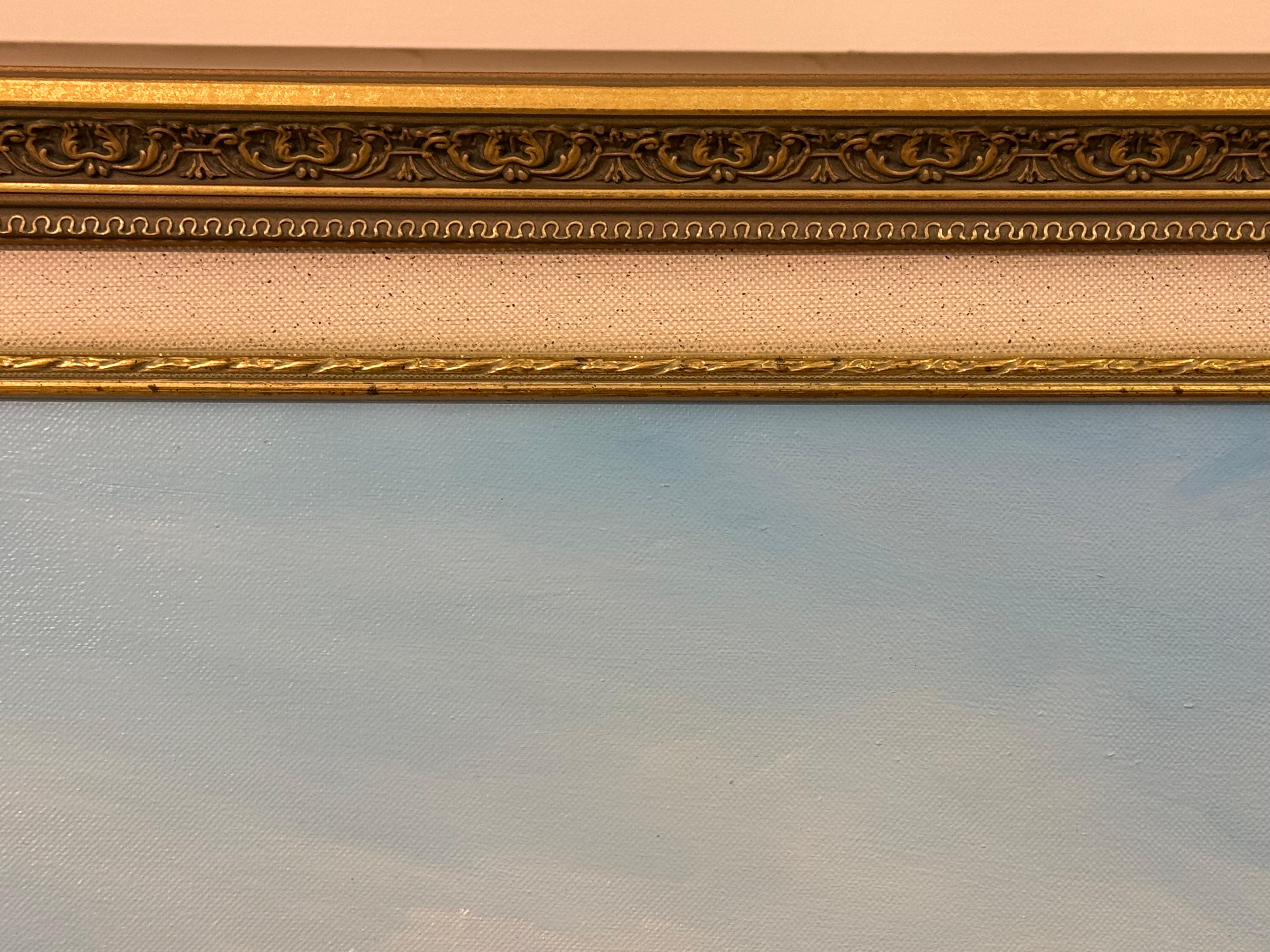 Pintura de Figuras y Barcos en el Puerto de Truro con la Catedral por un Artista Británico en venta 8