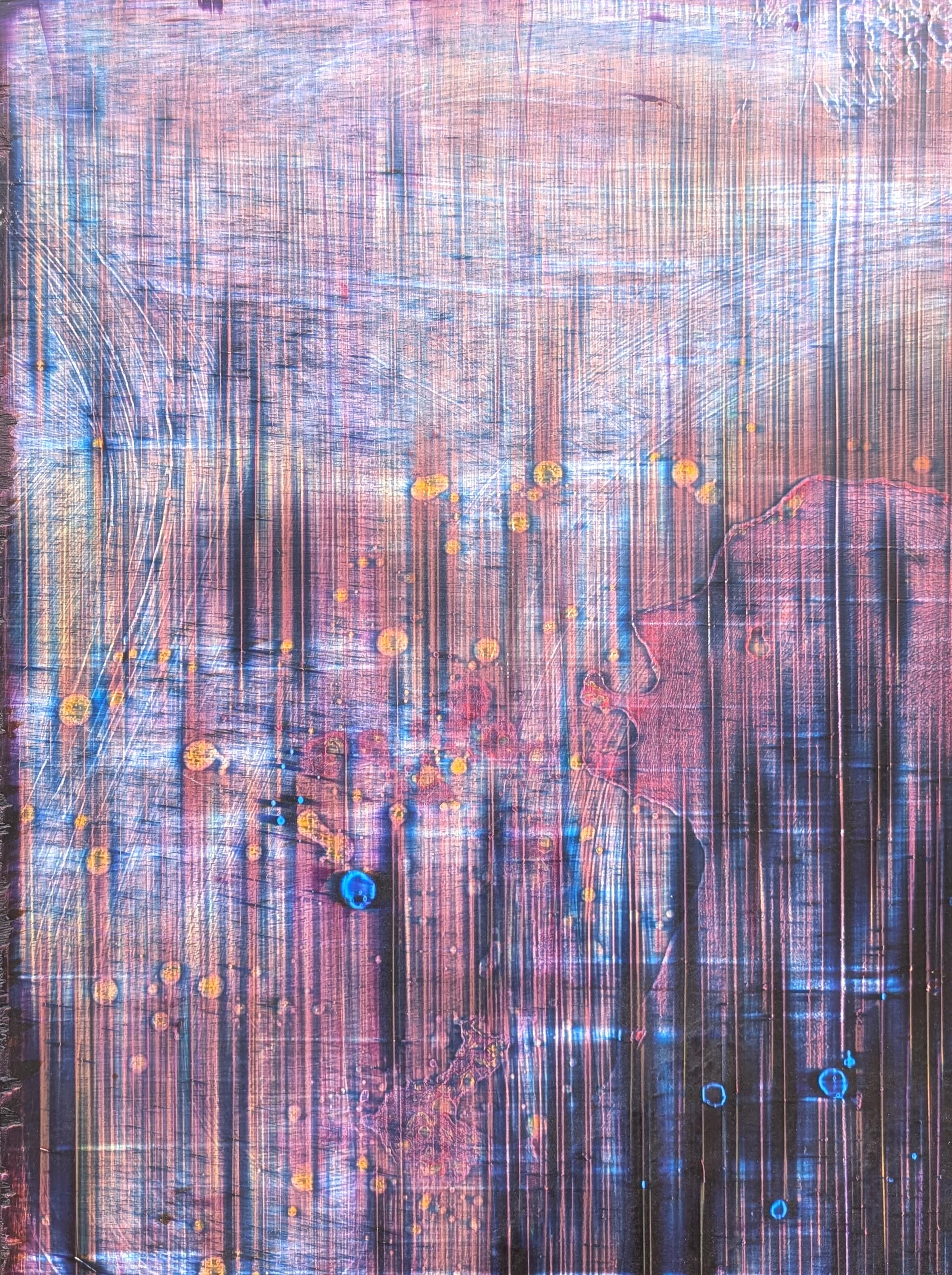 “Studio 1” Contemporary Gestural Purple, Blue, and Cream Abstract Painting For Sale 2