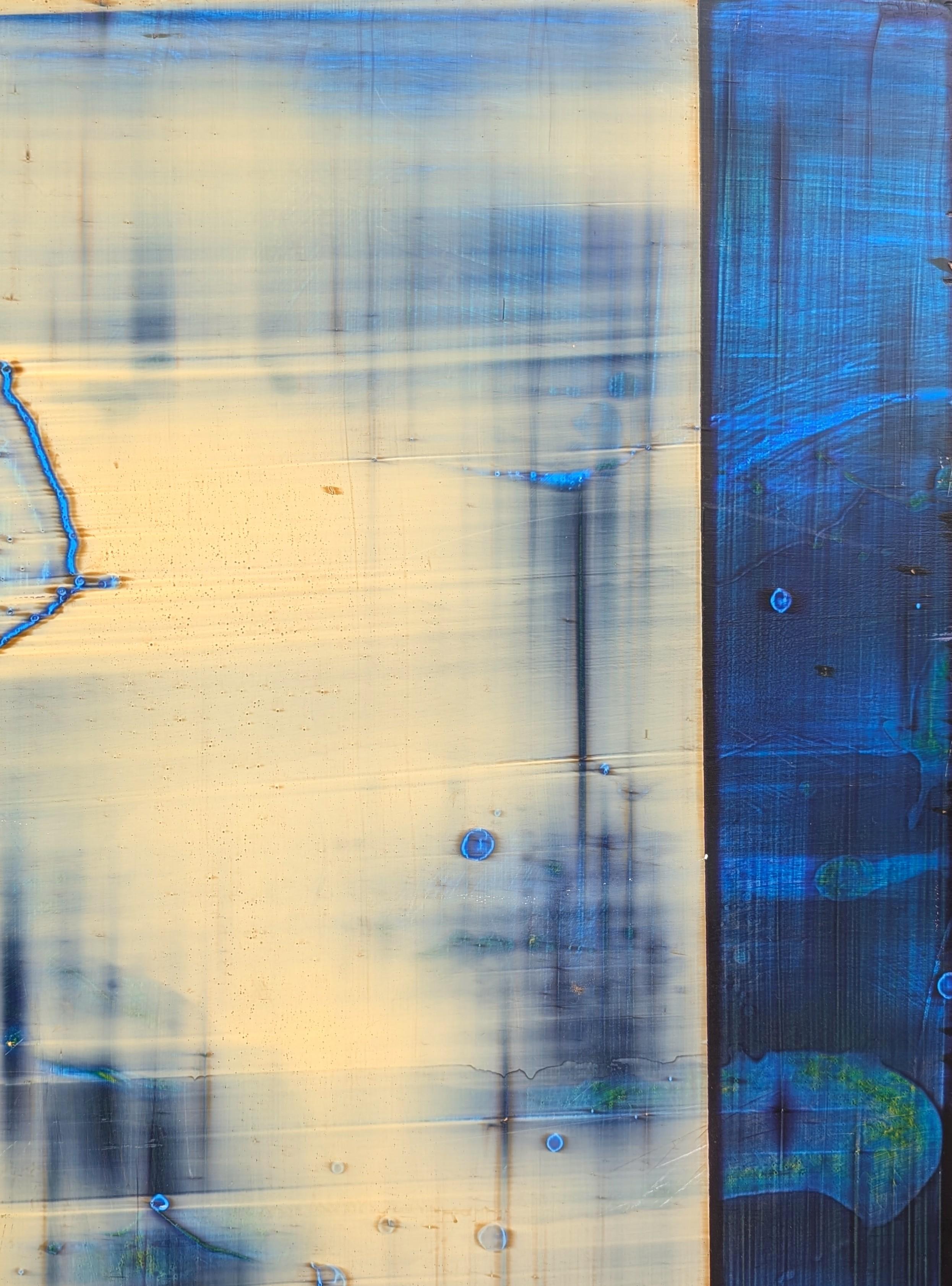 “Studio 1” Contemporary Gestural Purple, Blue, and Cream Abstract Painting For Sale 3