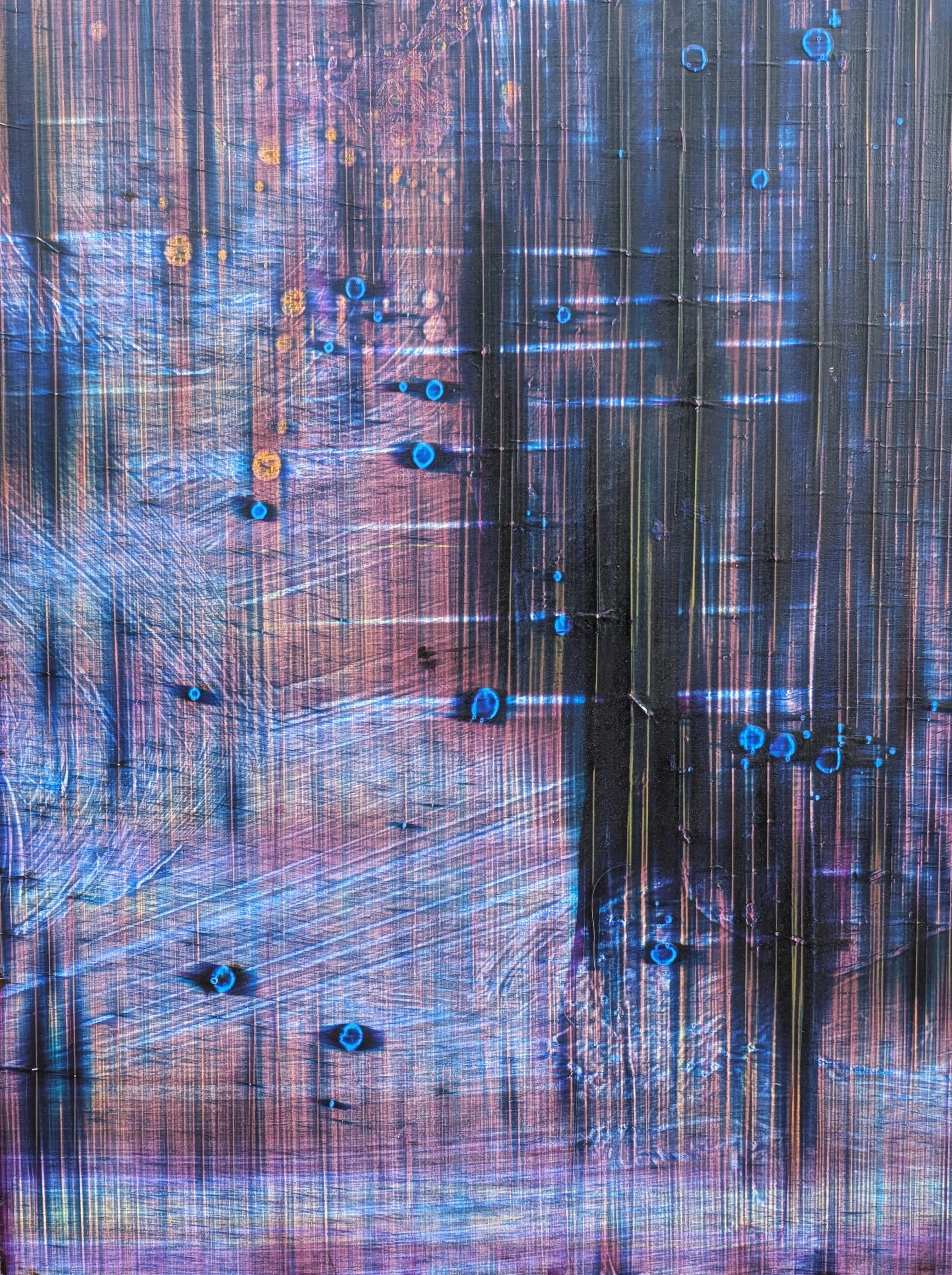 “Studio 1” Contemporary Gestural Purple, Blue, and Cream Abstract Painting For Sale 5