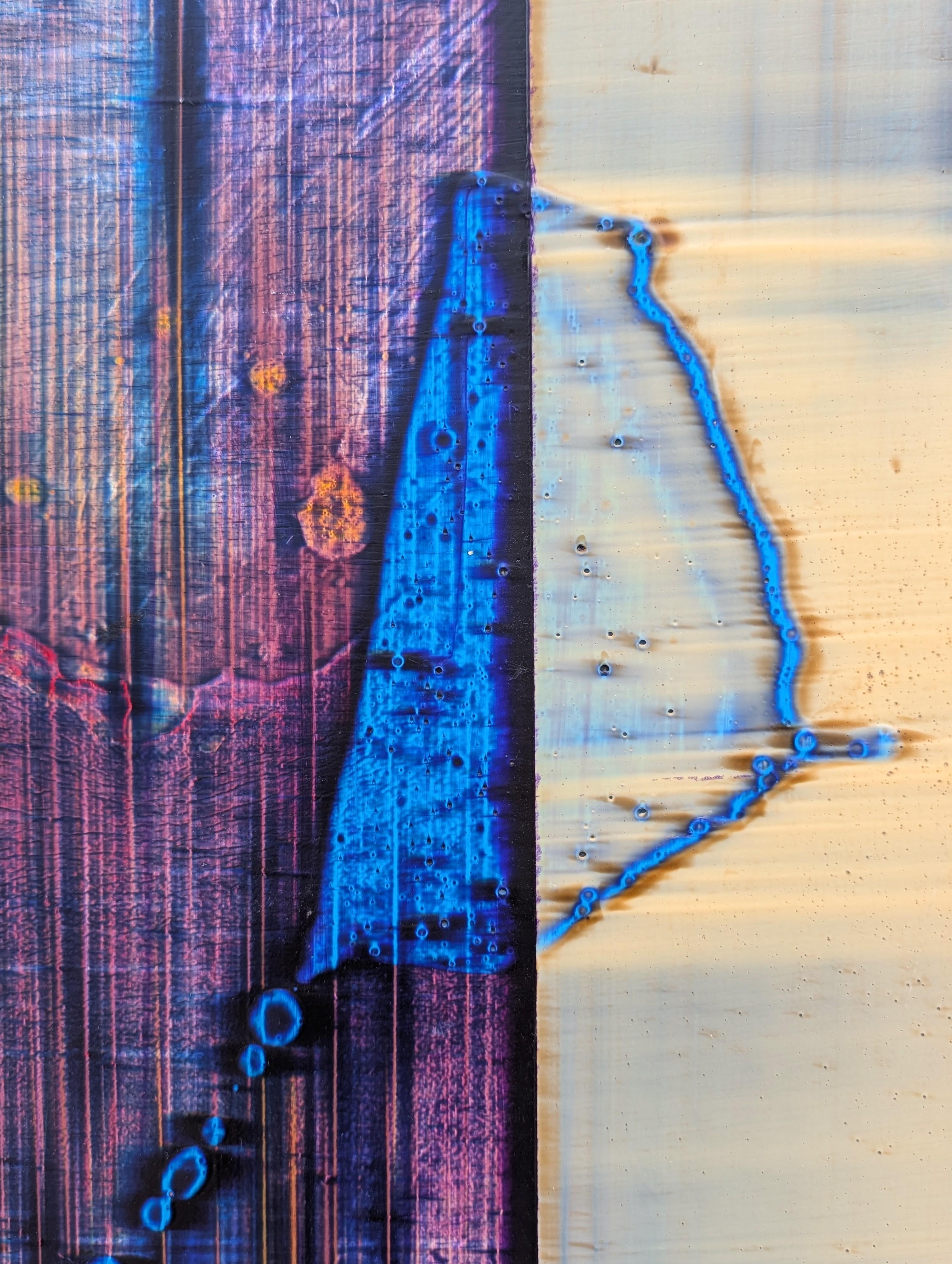 “Studio 1” Contemporary Gestural Purple, Blue, and Cream Abstract Painting For Sale 6