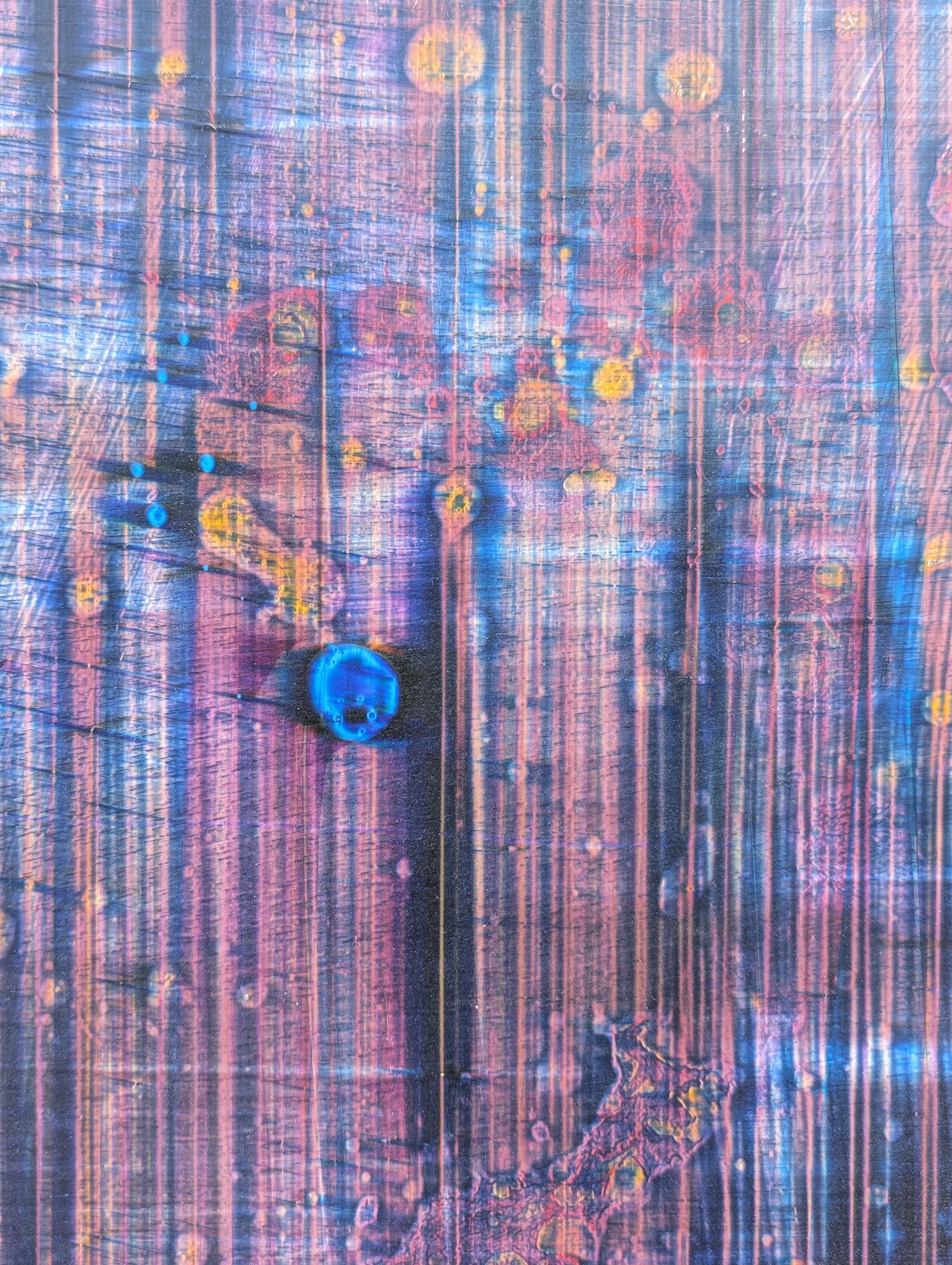 “Studio 1” Contemporary Gestural Purple, Blue, and Cream Abstract Painting For Sale 7