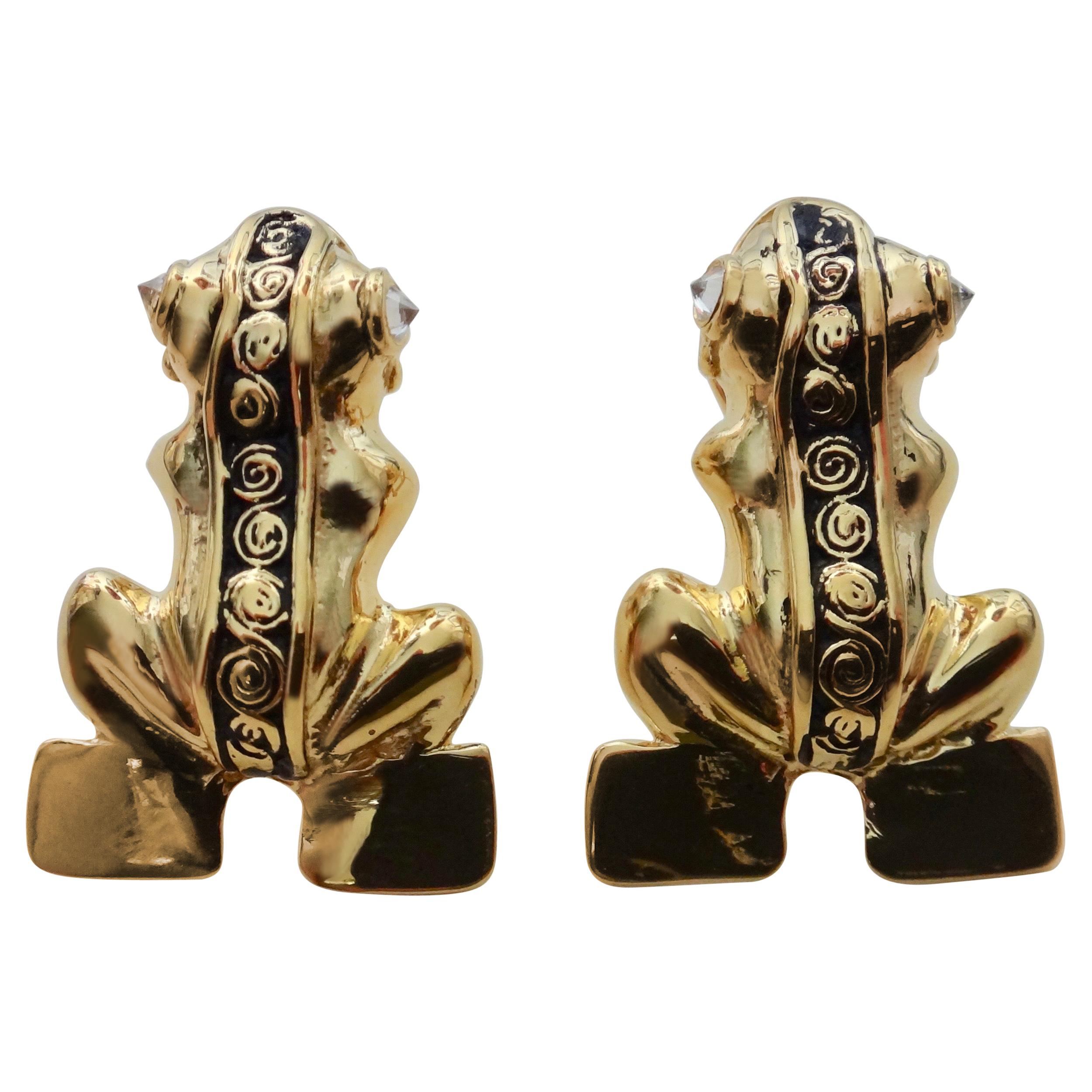 Michael Kneebone 18 Karat Gold Diamond "Inca" Frog Earrings