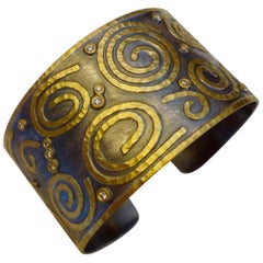 Michael Kneebone Brazalete de diamantes de plata de ley y oro de 24 quilates