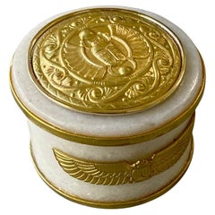 Michael Kneebone Alabaster Gilt Gold Bronze Scarab Ring Box