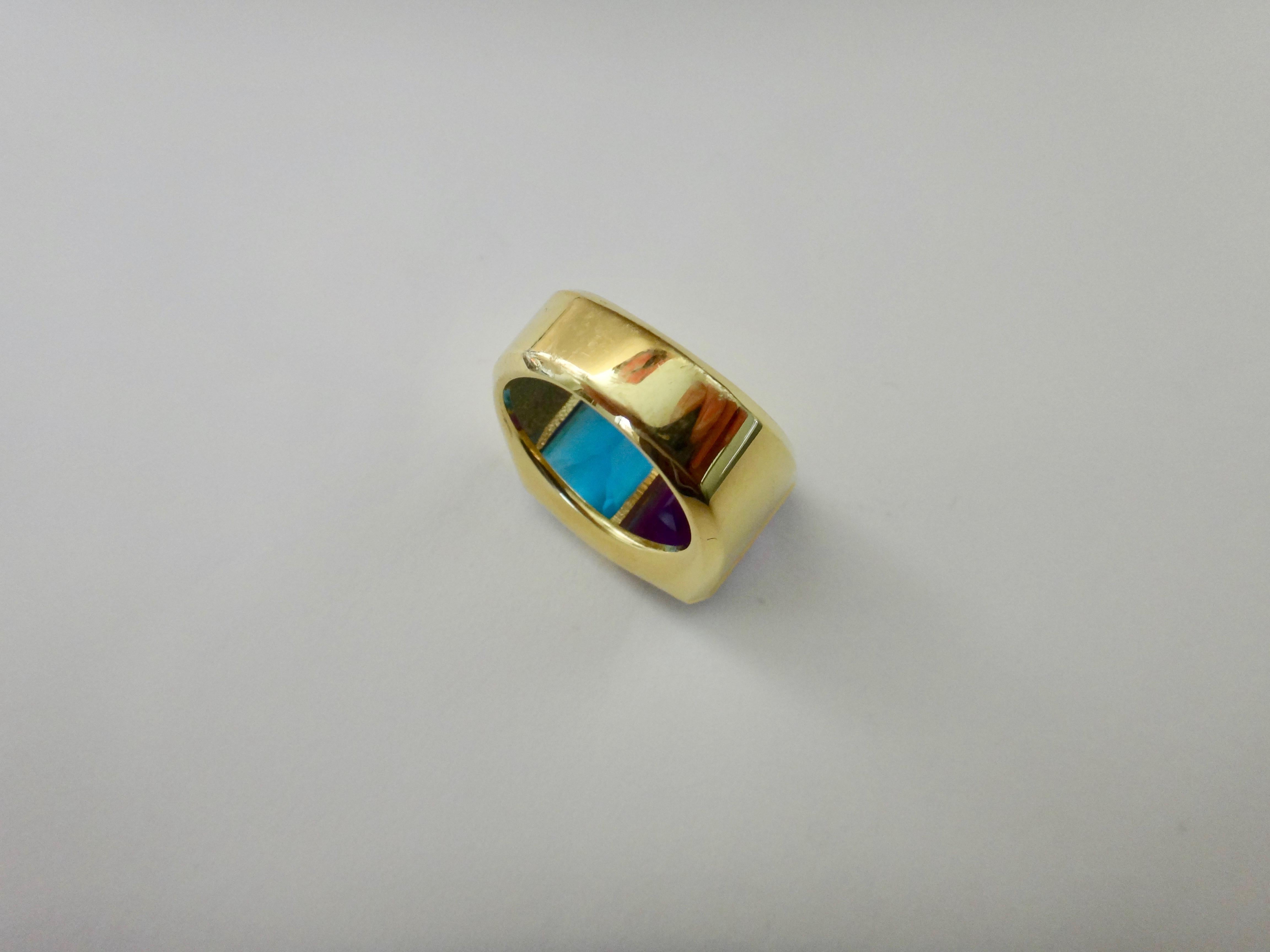 Michael Kneebone Amethyst Blue Topaz Due Pietra Cocktail Ring 6