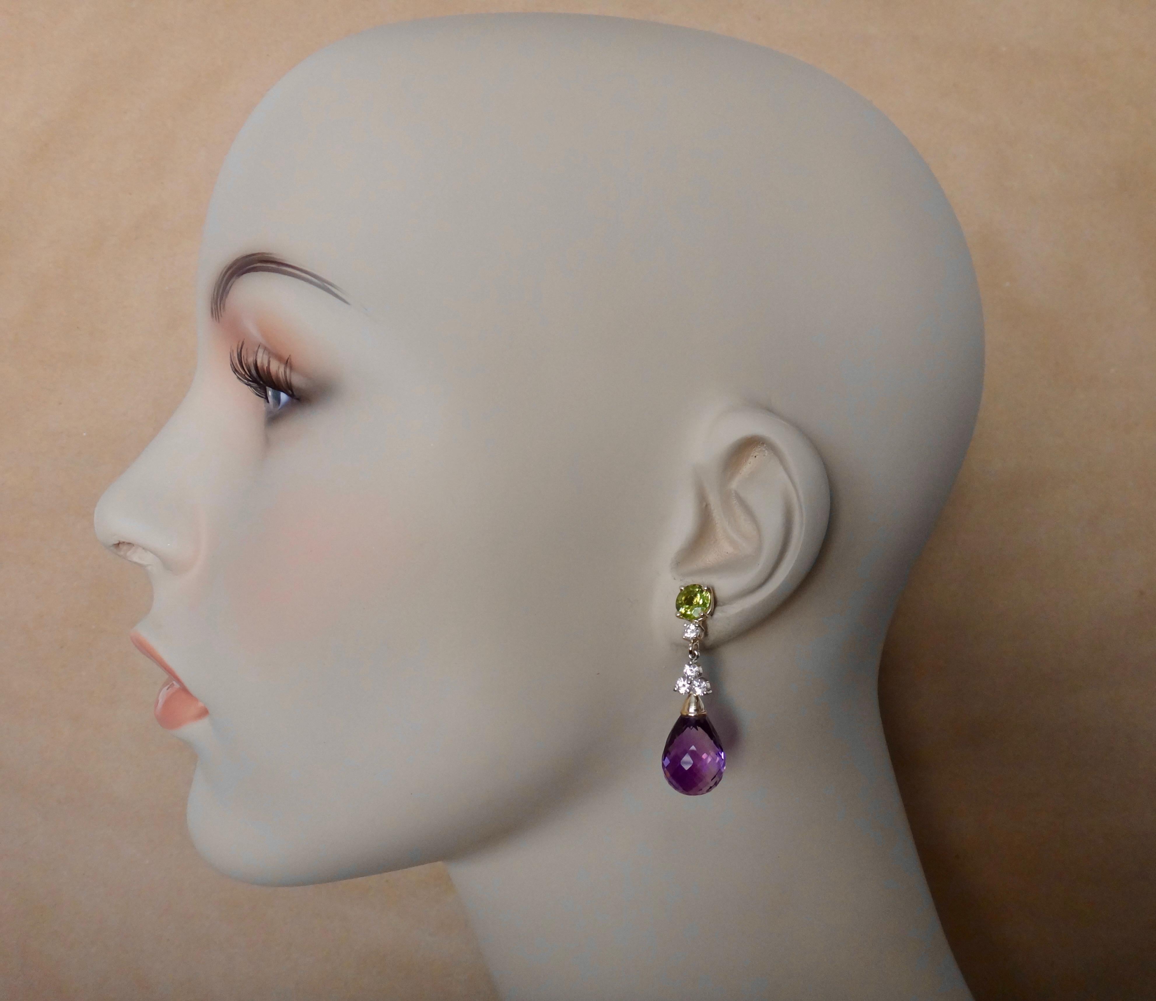Women's Michael Kneebone Amethyst Briolette Diamond Peridot Dangle Earrings
