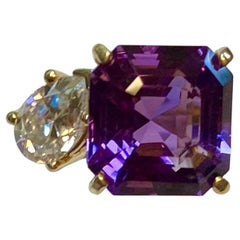 Michael Kneebone Amethyst Diamond "Due Pietra" Cocktail Ring