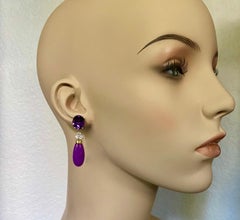 Michael Kneebone Amethyst Diamond Lavender Chalcedony Dangle Earrings
