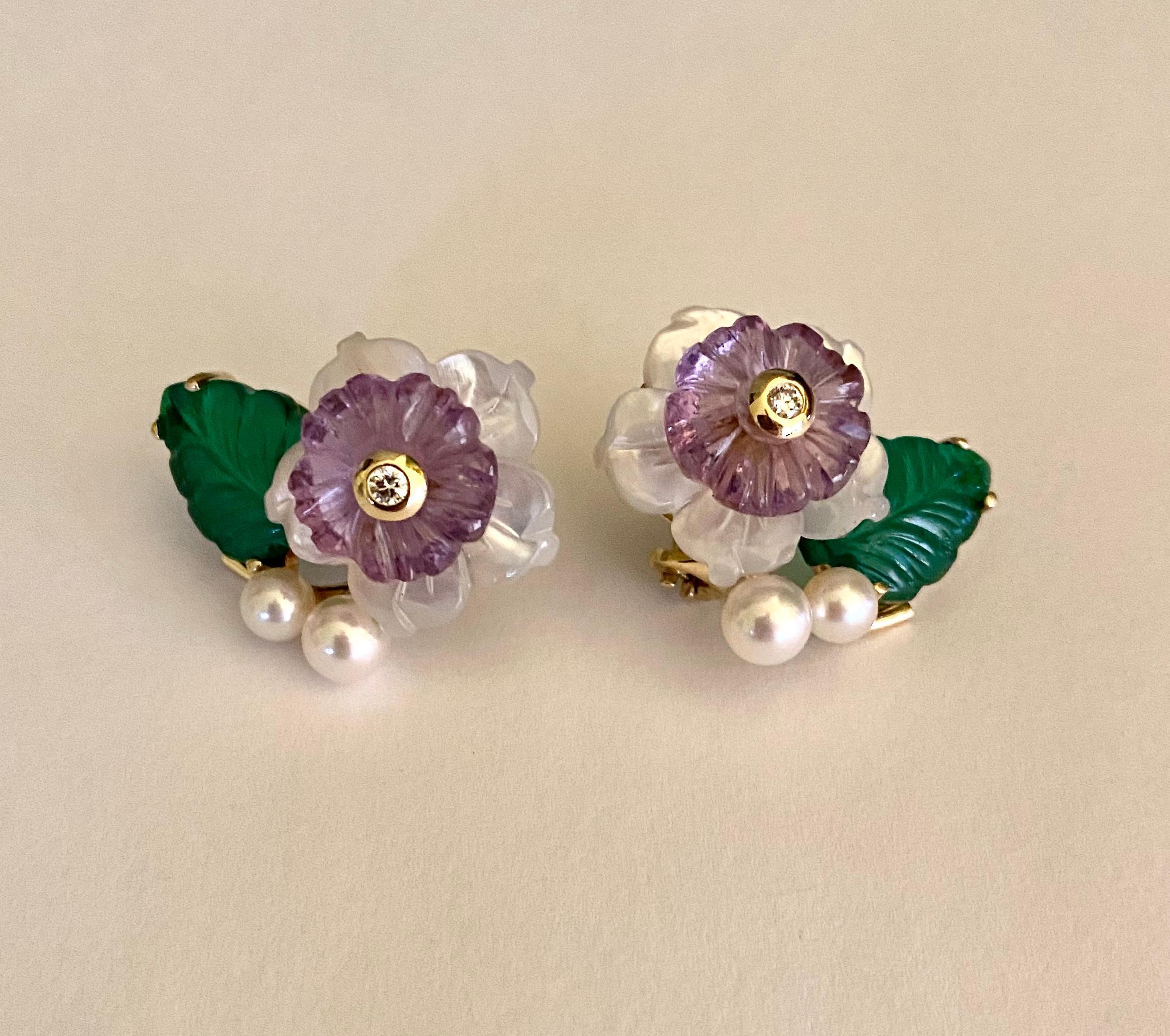 purple rose earrings