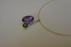 Michael Kneebone Amethyst Green Topaz White Diamond Abstract Pendant