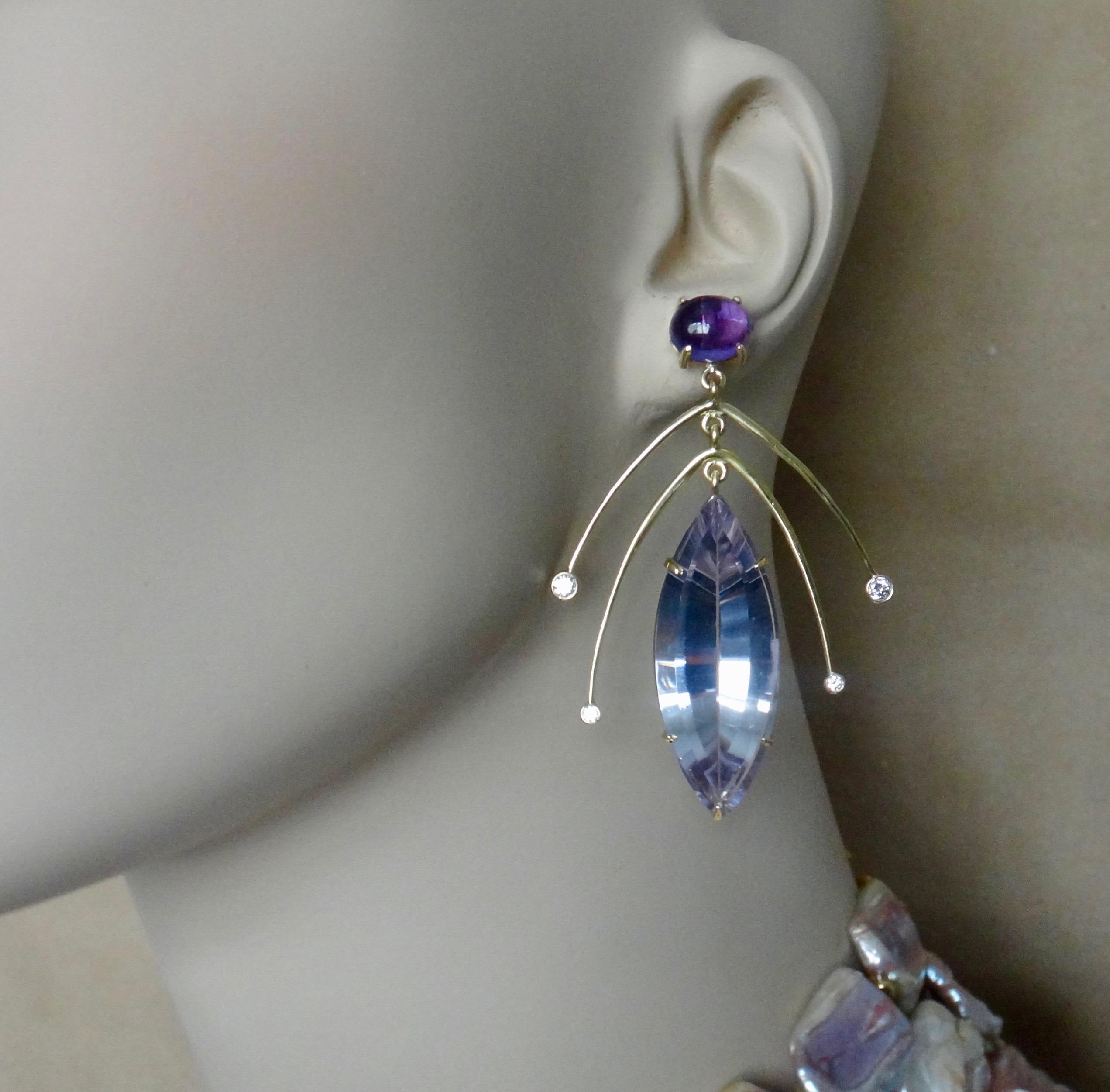 Michael Kneebone Amethyst Kinetic Dangle Earrings Tile Pearl Necklace Suite 2