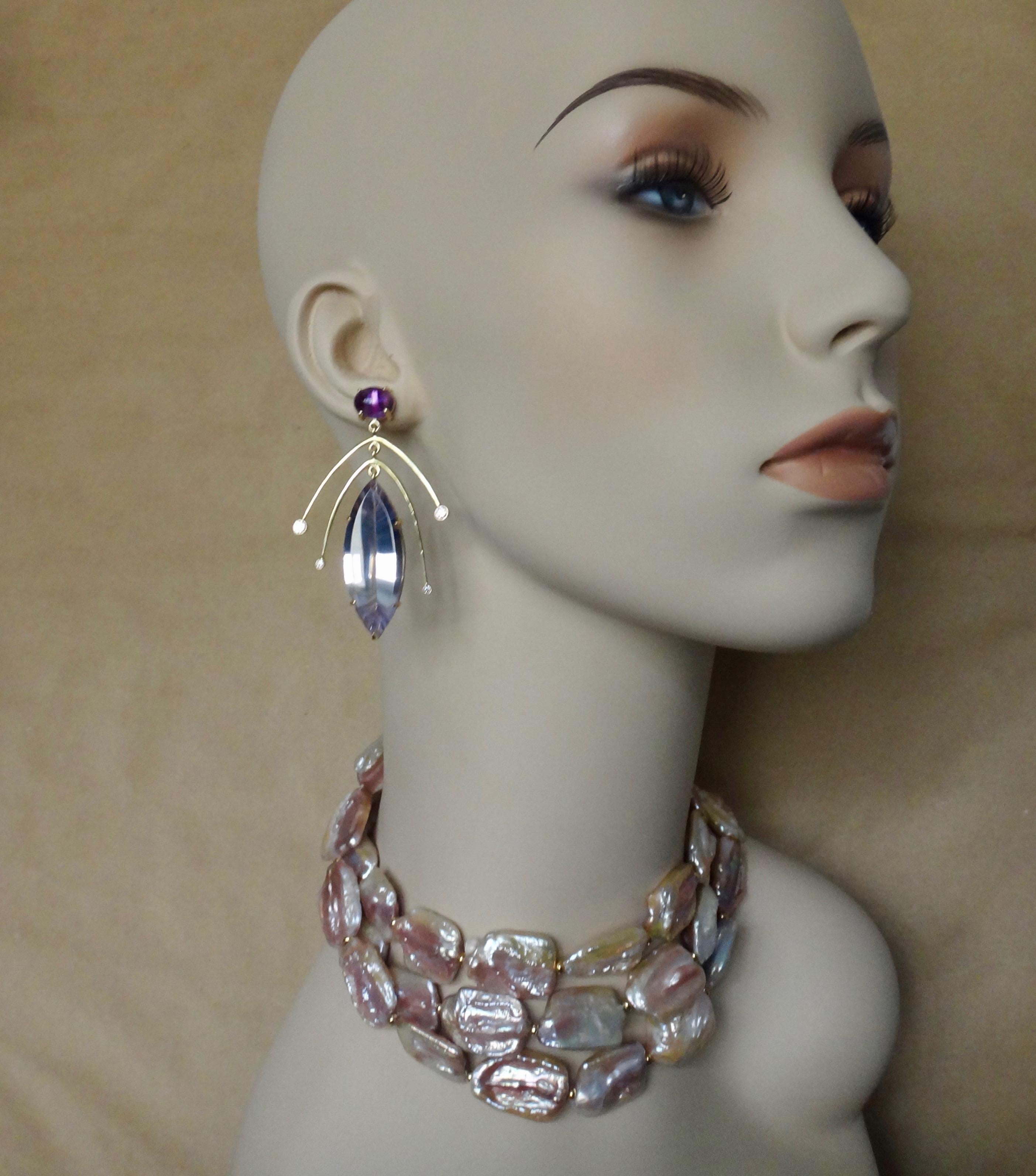 Michael Kneebone Amethyst Kinetic Dangle Earrings Tile Pearl Necklace Suite 3