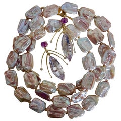 Michael Kneebone Amethyst Kinetic Dangle Earrings Tile Pearl Necklace Suite