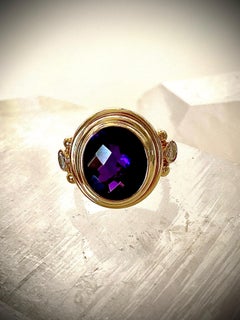 Michael Kneebone Amethyst White Diamond Archaic Style Cocktail Ring