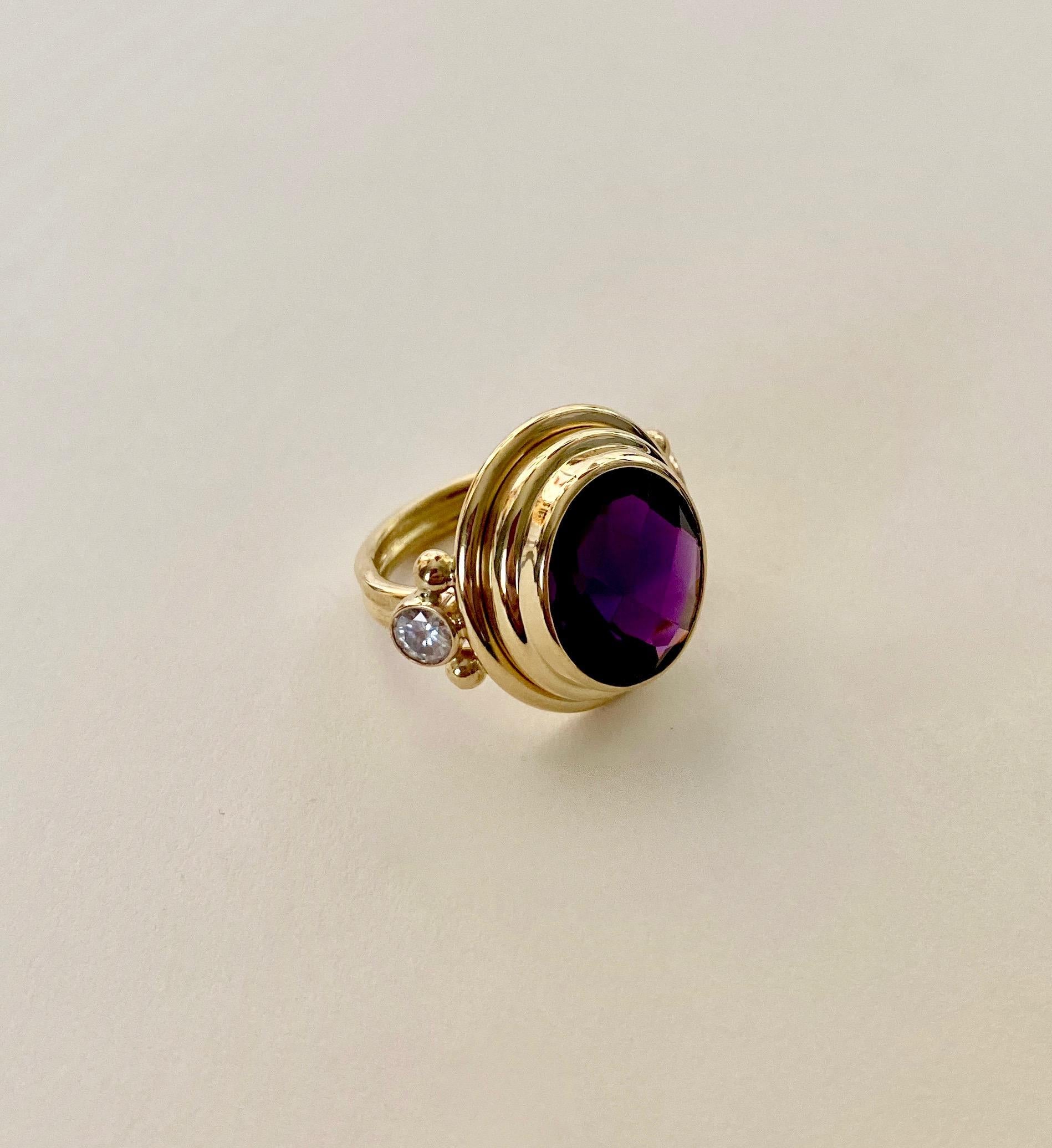 Michael Kneebone Amethyst White Diamond Archaic Style Cocktail Ring For  Sale at 1stDibs