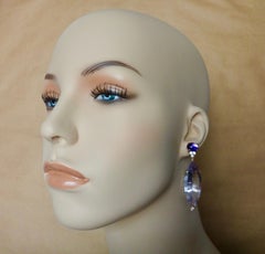 Michael Kneebone Amethyst White Diamond Fantasy Cut Dangle Earrings